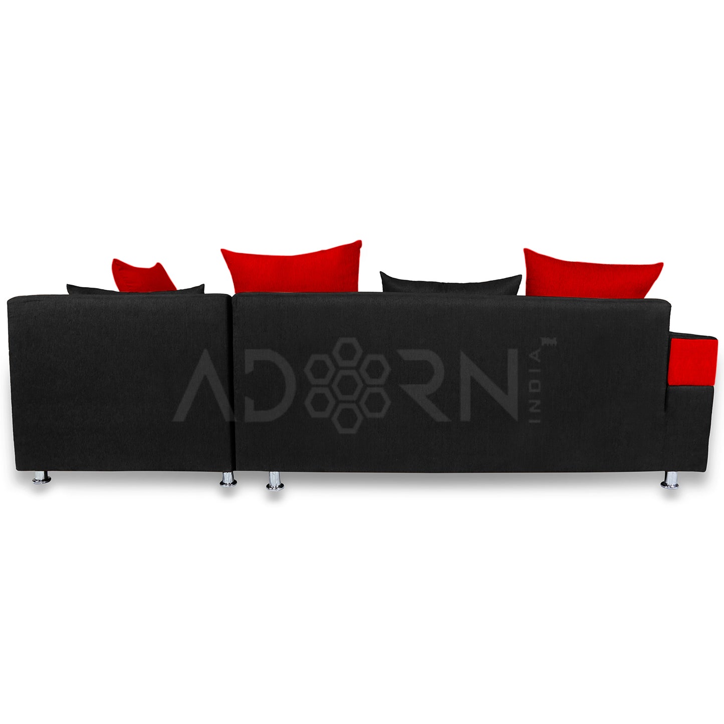Adorn India Adillac 6 Seater Corner Sofa(Right Side)(Red & Black)
