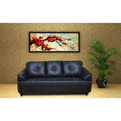 Adorn India Webster Leatherette Three Seater Sofa (Black)
