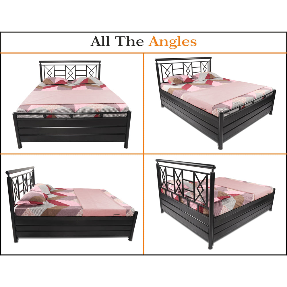 Adorn India Churchill Wrought Iron Bed Queen Size with Box Storage (Wi
