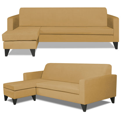 Adorn India Aladra L Shape Decent 5 Seater Sofa Set (Left Hand Side) (Beige)