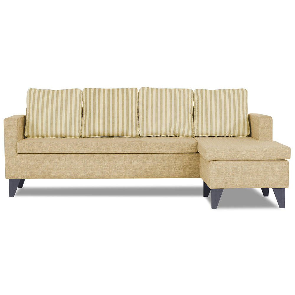 Adorn India Abington Stripes L Shape 5 Seater Sofa Set (Right Hand Side) (Beige)