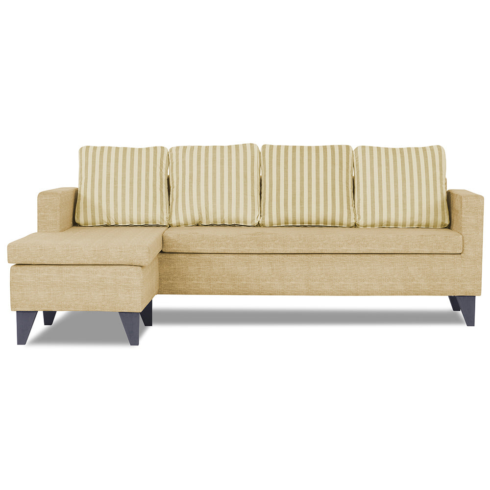Adorn India Abington Stripes L Shape 5 Seater Sofa Set (Left Hand Side) (Beige)