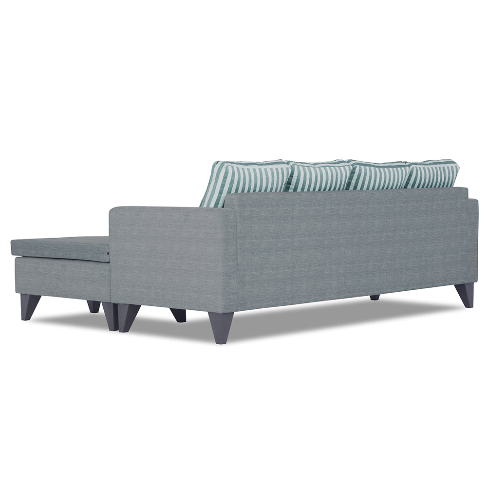 Adorn India Abington Stripes L Shape 5 Seater Sofa Set (Right Hand Side) (Grey)