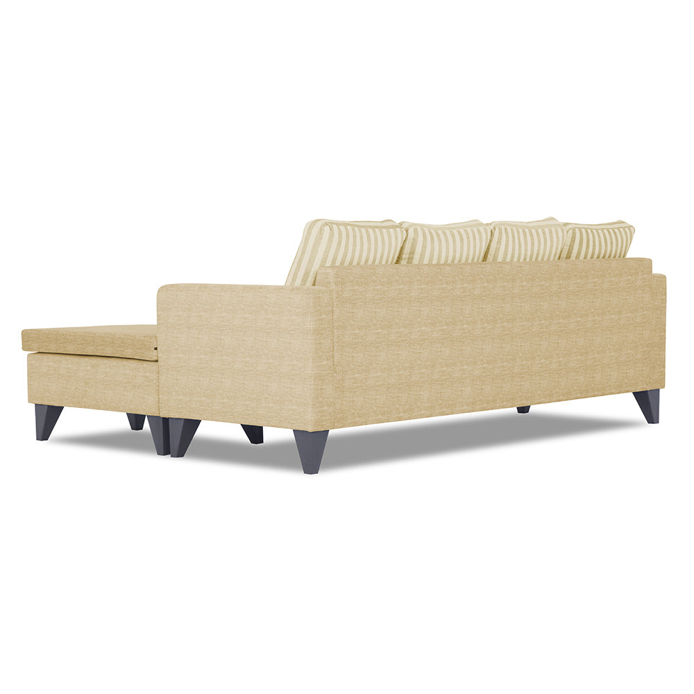 Adorn India Abington Stripes L Shape 5 Seater Sofa Set (Right Hand Side) (Beige)