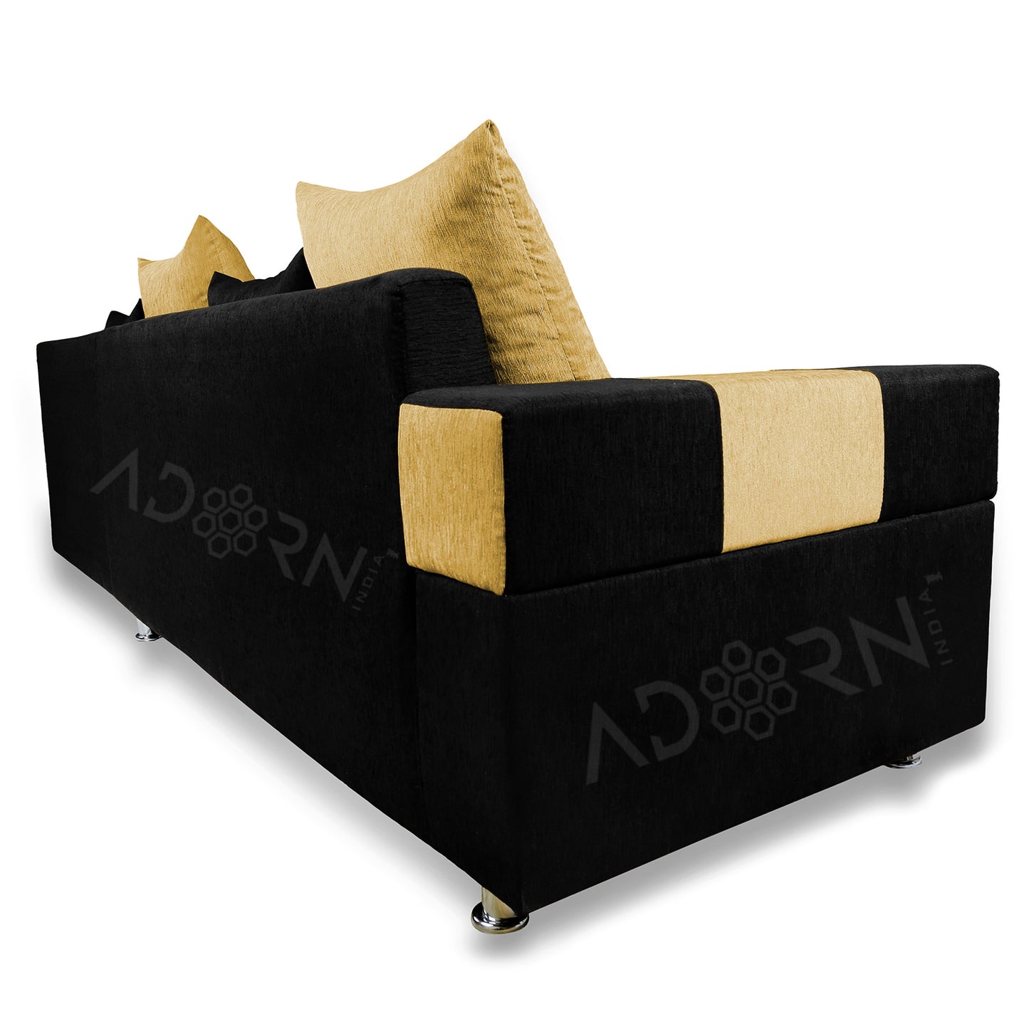 Adorn India Adillac 6 Seater Corner Sofa(Right Side)(Yellow & Black)