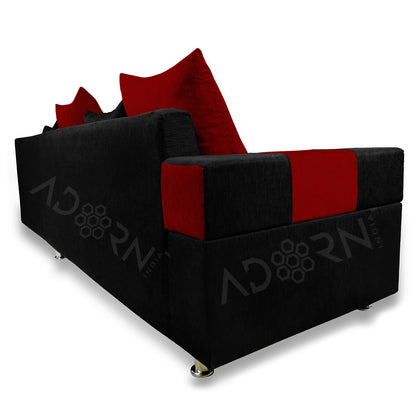 Adorn India Adillac 6 Seater Corner Sofa(Right Side)(Maroon & Black)