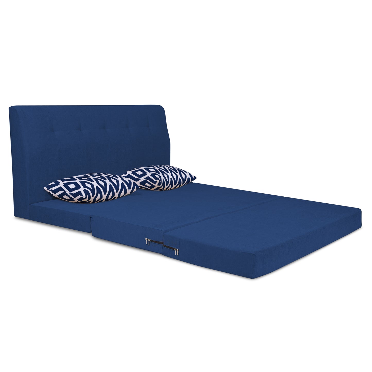 Adorn India Easy Highback Three Seater Sofa Cum Bed Rhombus 5' x 6' (Blue) (1 Year Warranty)
