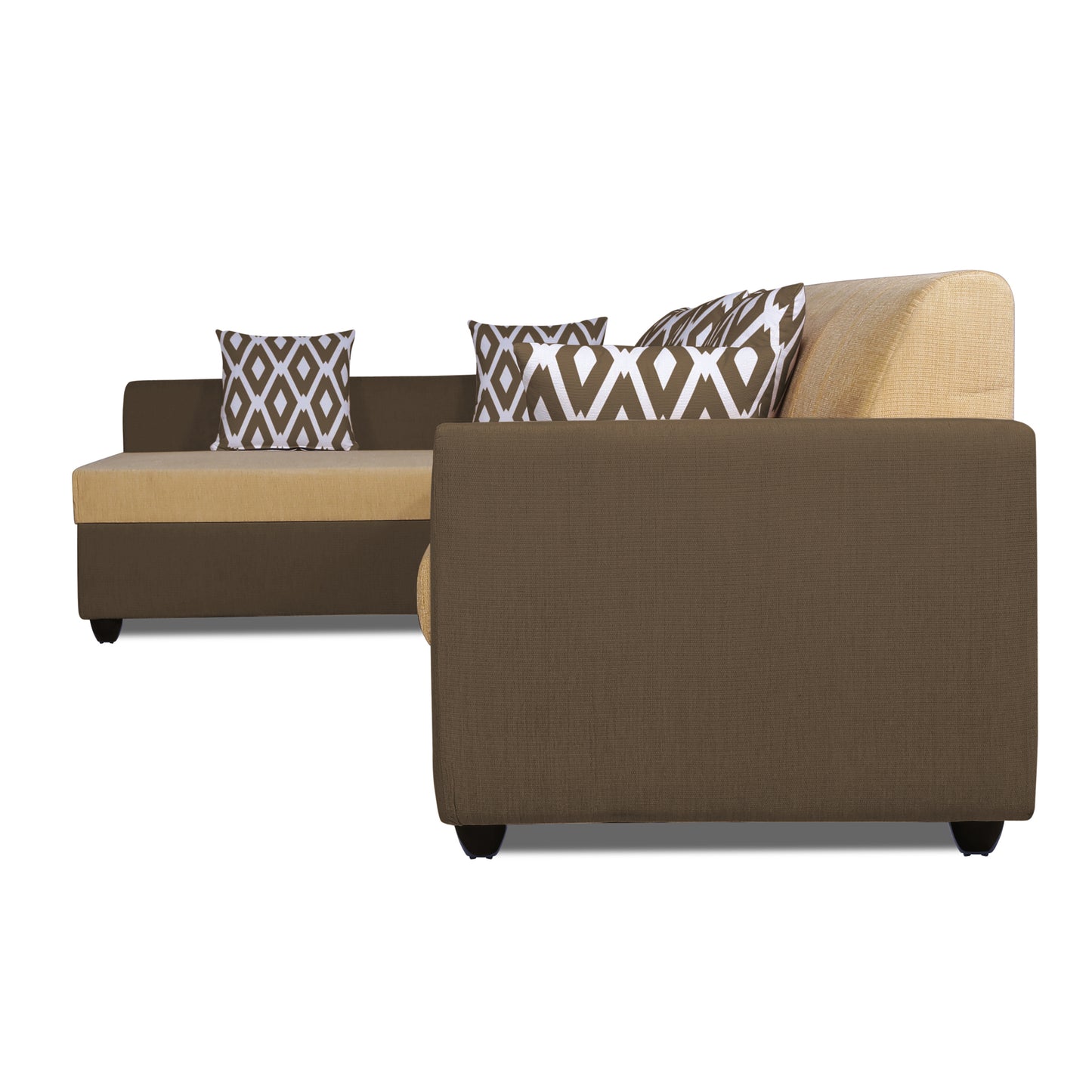 Adorn India Rio Highback L Shape 6 Seater Sofa Set (Left Hand Side) (Brown & Beige) (3 Year Warranty)