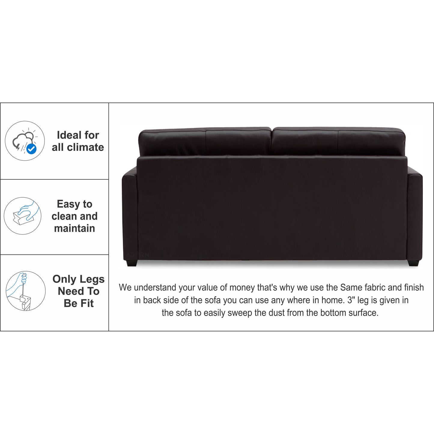 Adorn India Exclusive Flavio Leatherette 3-1-1 Sofa Set (Brown)