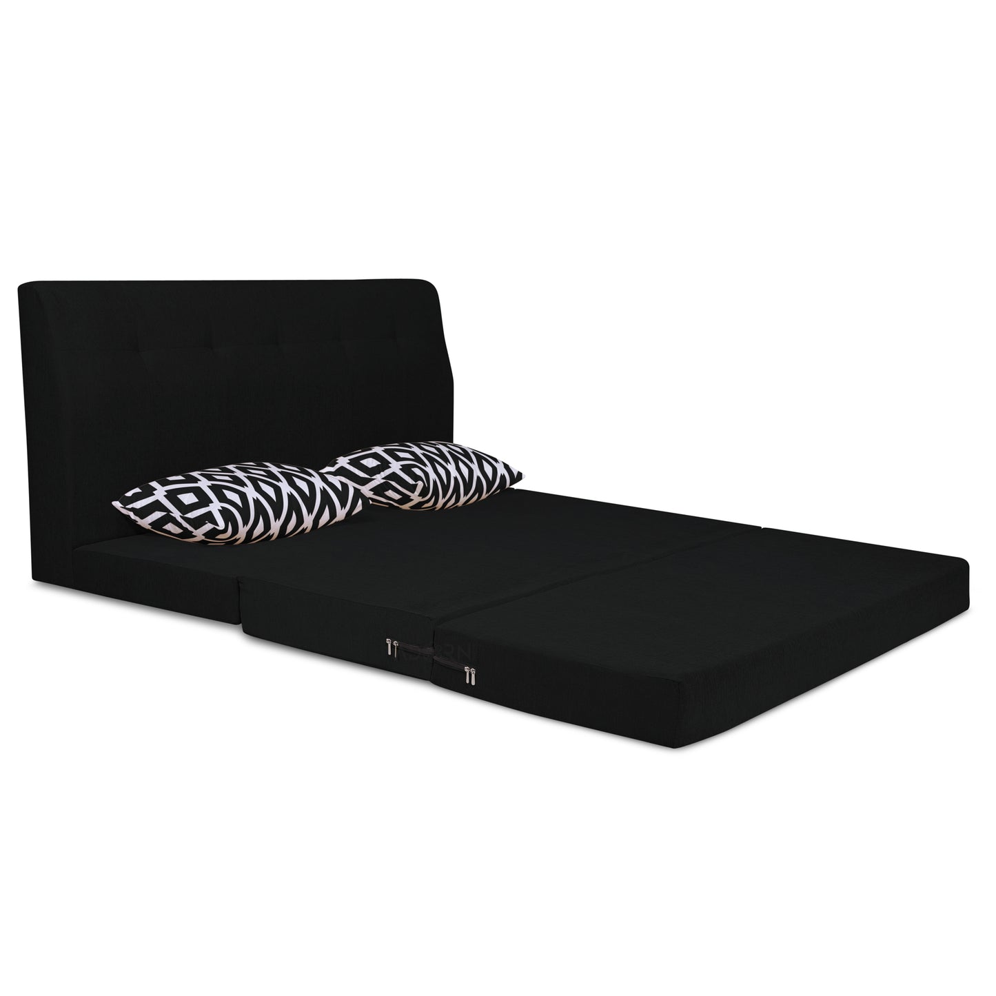 Adorn India Easy Highback Three Seater Sofa Cum Bed Rhombus 5' x 6' (Black) (1 Year Warranty)