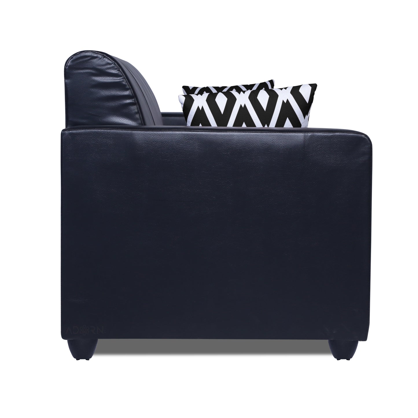 Adorn India Rio Highback Leatherette 3+1+1 5 Seater Sofa Set (Black) (3 Year Warranty)