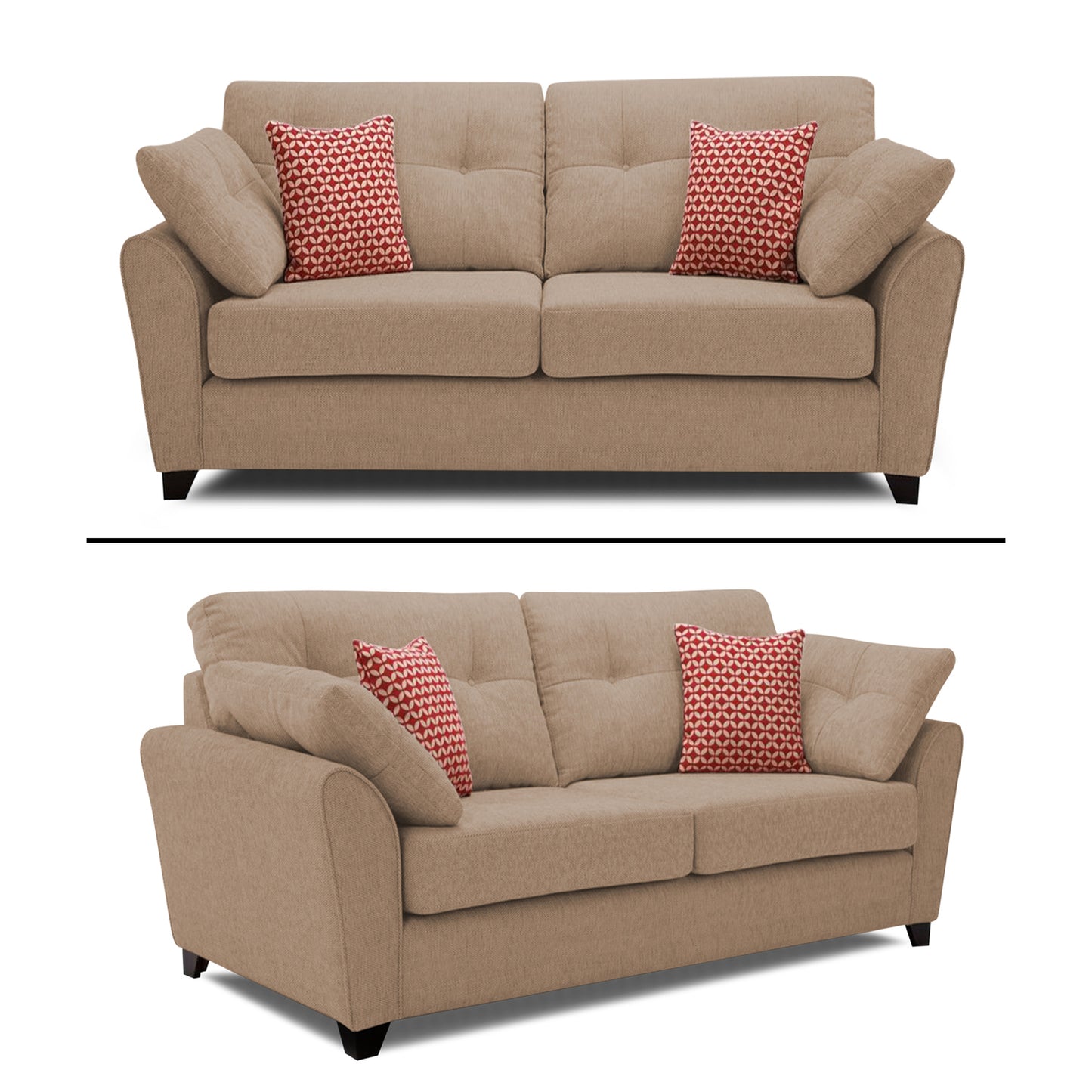 Adorn India Moris 3+2 5 Seater Sofa Sett (Beige) (3 Year Warranty)