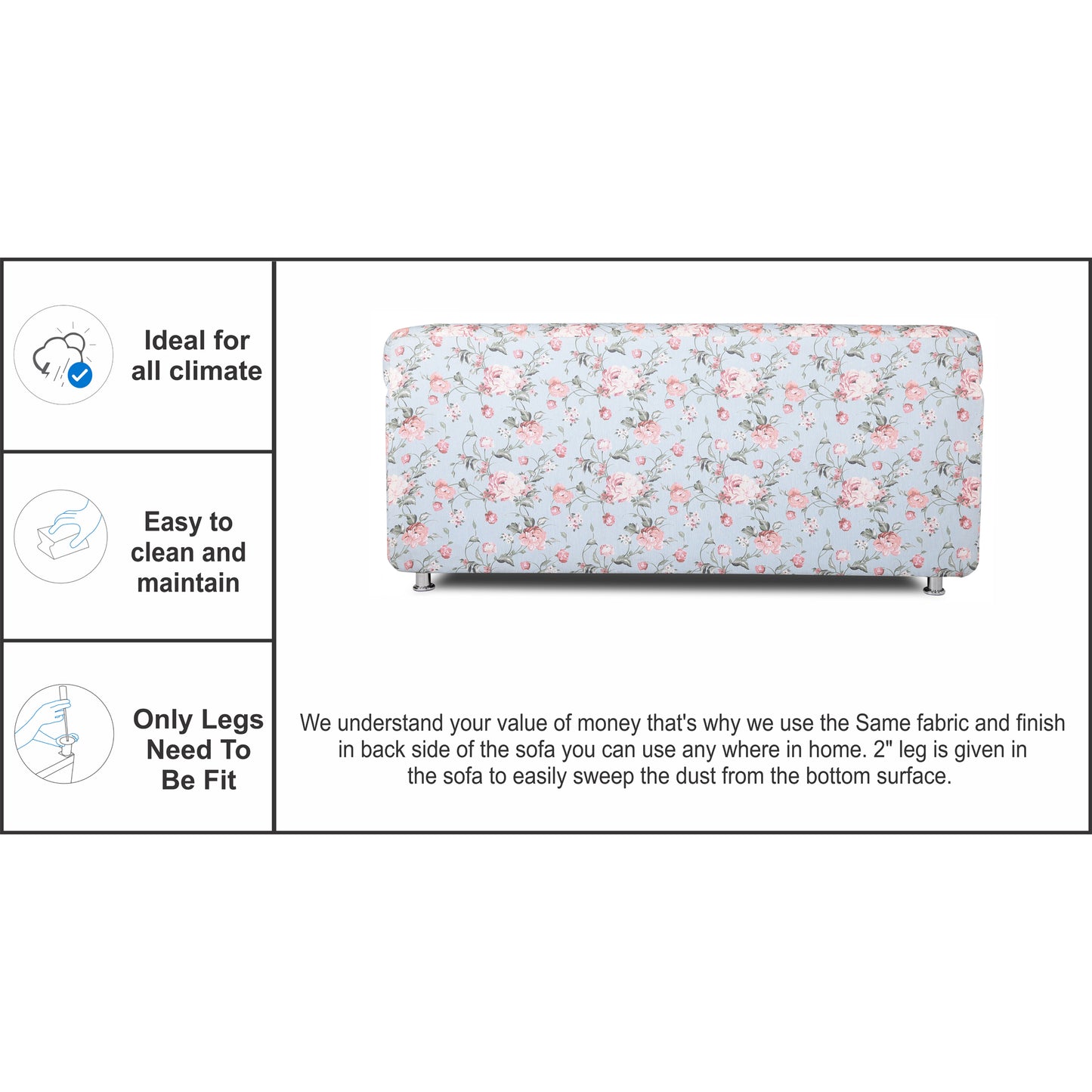 Adorn India Roselyn Wood 3-Person Sofa Cum Bed (Blue)