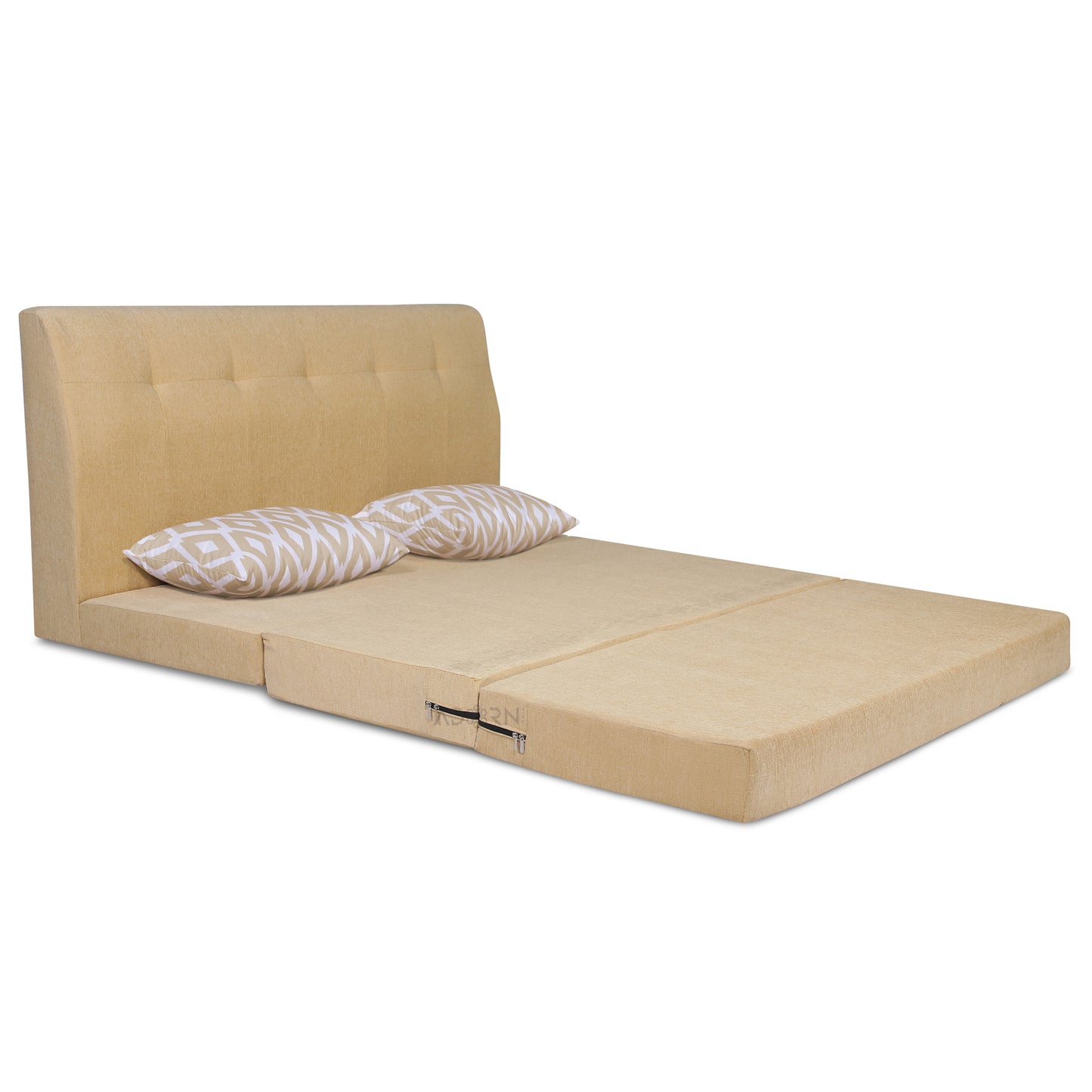 Adorn India Easy Highback Two Seater Sofa Cum Bed Rhombus 4' x 6' (Beige) (1 Year Warranty)