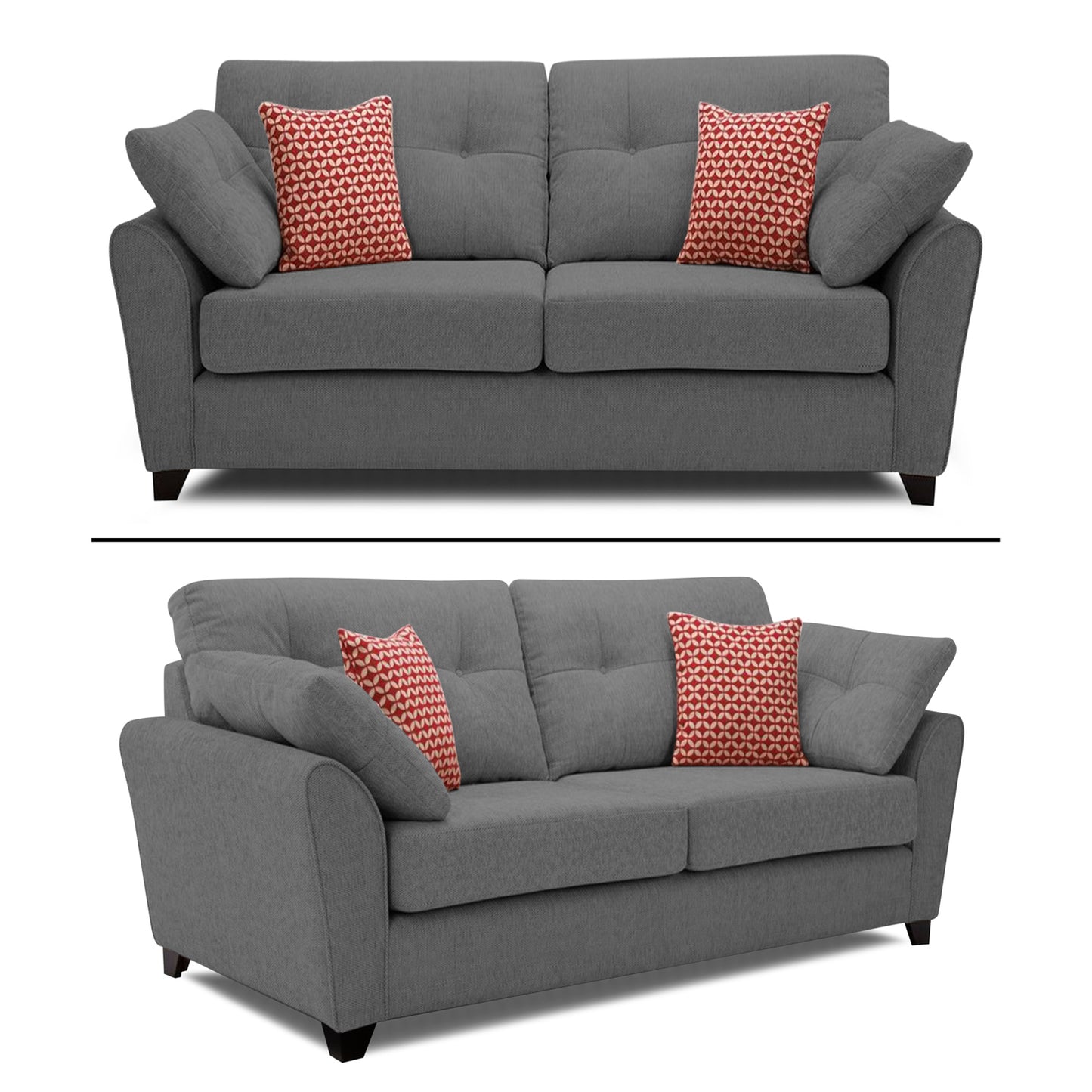 Adorn India Moris 3+2 5 Seater Sofa Set (Grey) (3 Year Warranty)