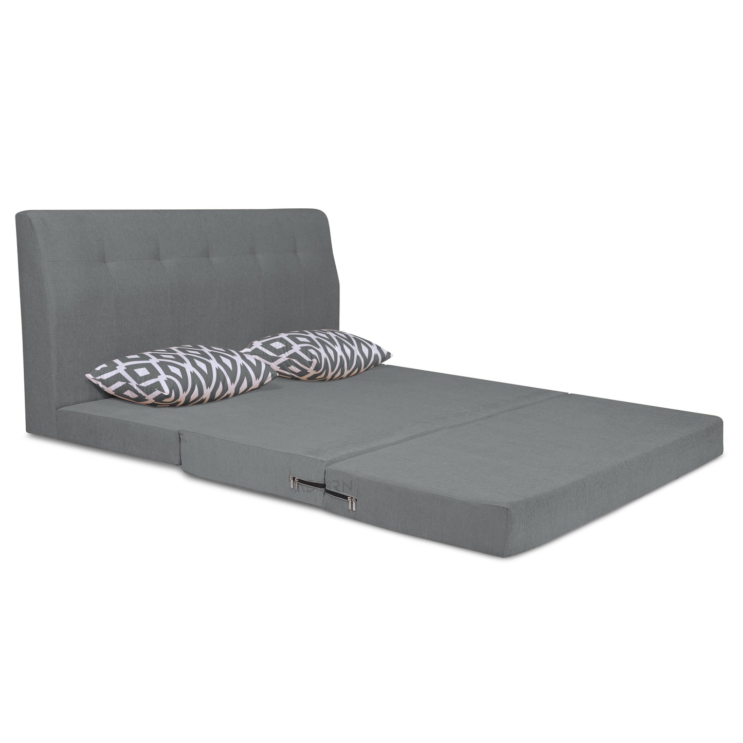 Adorn India Easy Highback Two Seater Sofa Cum Bed Rhombus 4' x 6' (Grey)