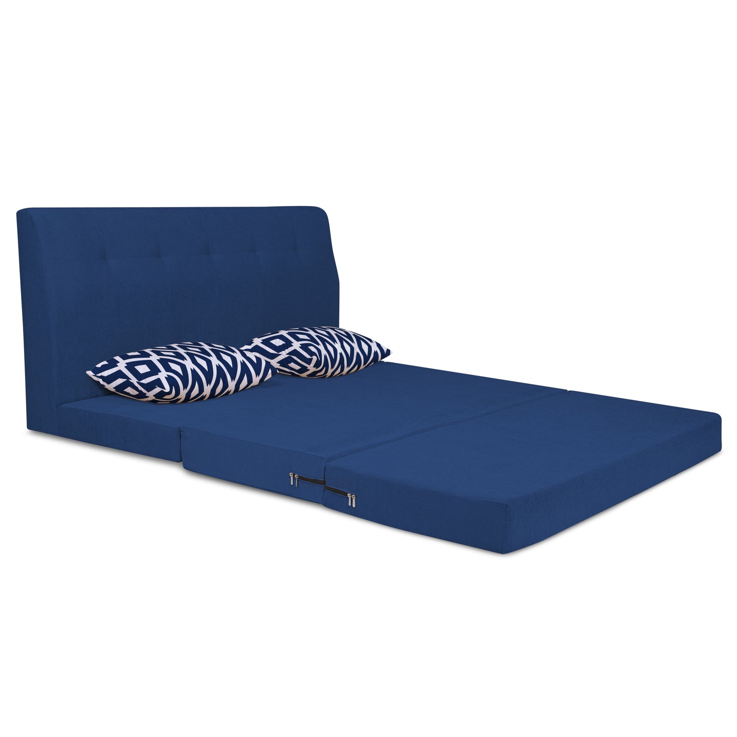 Adorn India Easy Highback Three Seater Sofa Cum Bed Rhombus 6' x 6' (Blue) (1 Year Warranty)