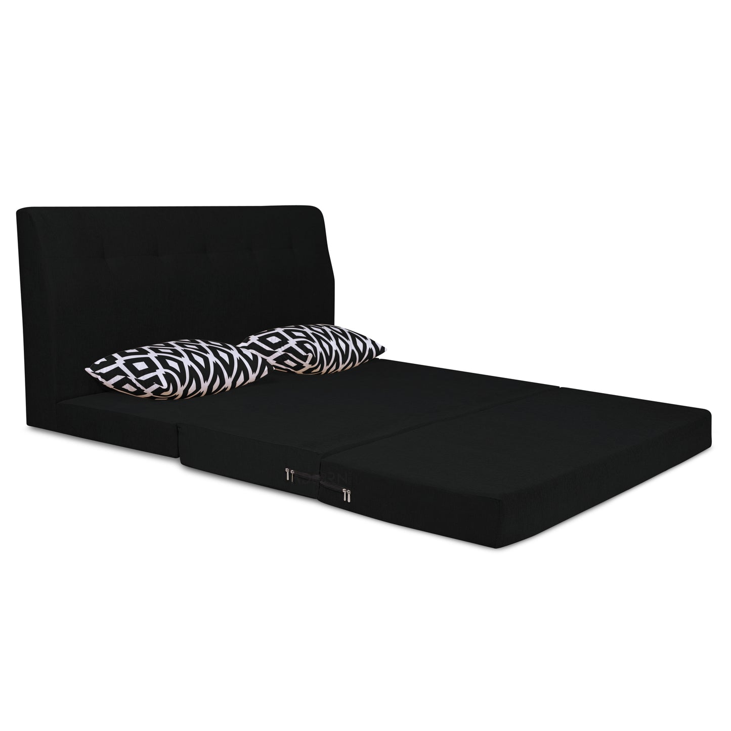 Adorn India Easy Highback Two Seater Sofa Cum Bed Rhombus 4' x 6' (Black) (1 Year Warranty)