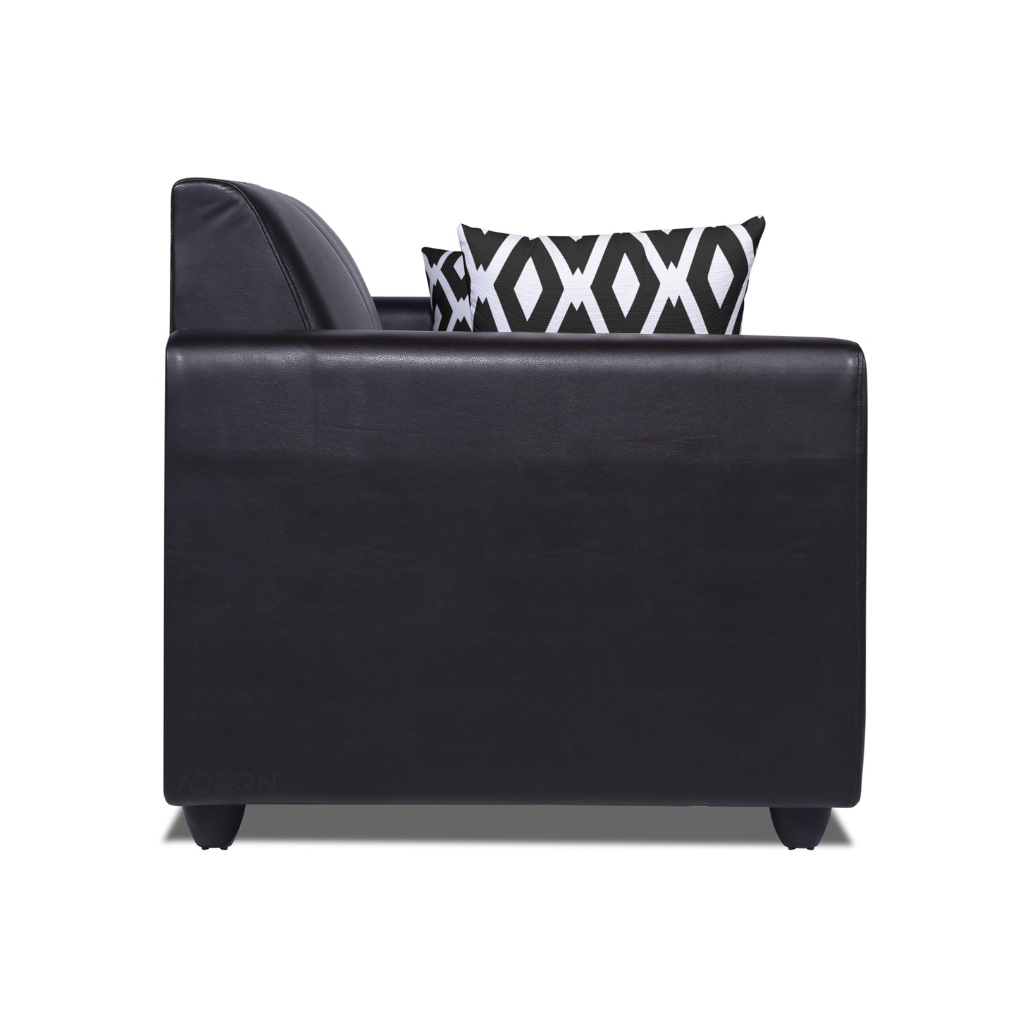 Adorn India Monteno Leatherette 3+1+1 5 Seater Sofa Set (Black) (3 Year Warranty)