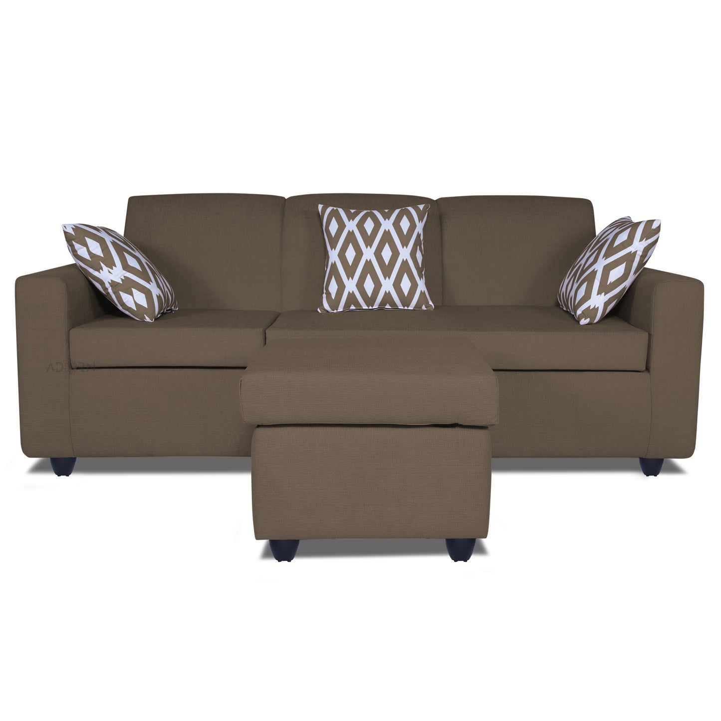 Adorn India Monteno L Shape 4 Seater Sofa Set (Brown) (3 Year Warranty)