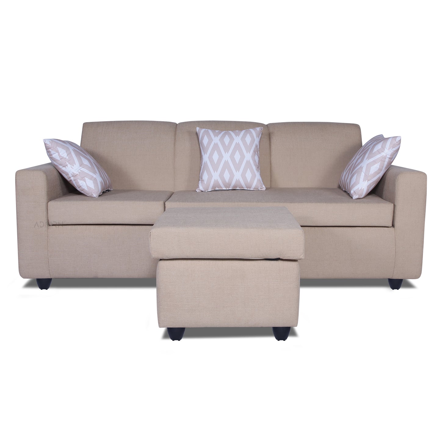 Adorn India Monteno L Shape 4 Seater Sofa Set (Beige) (3 Year Warranty)