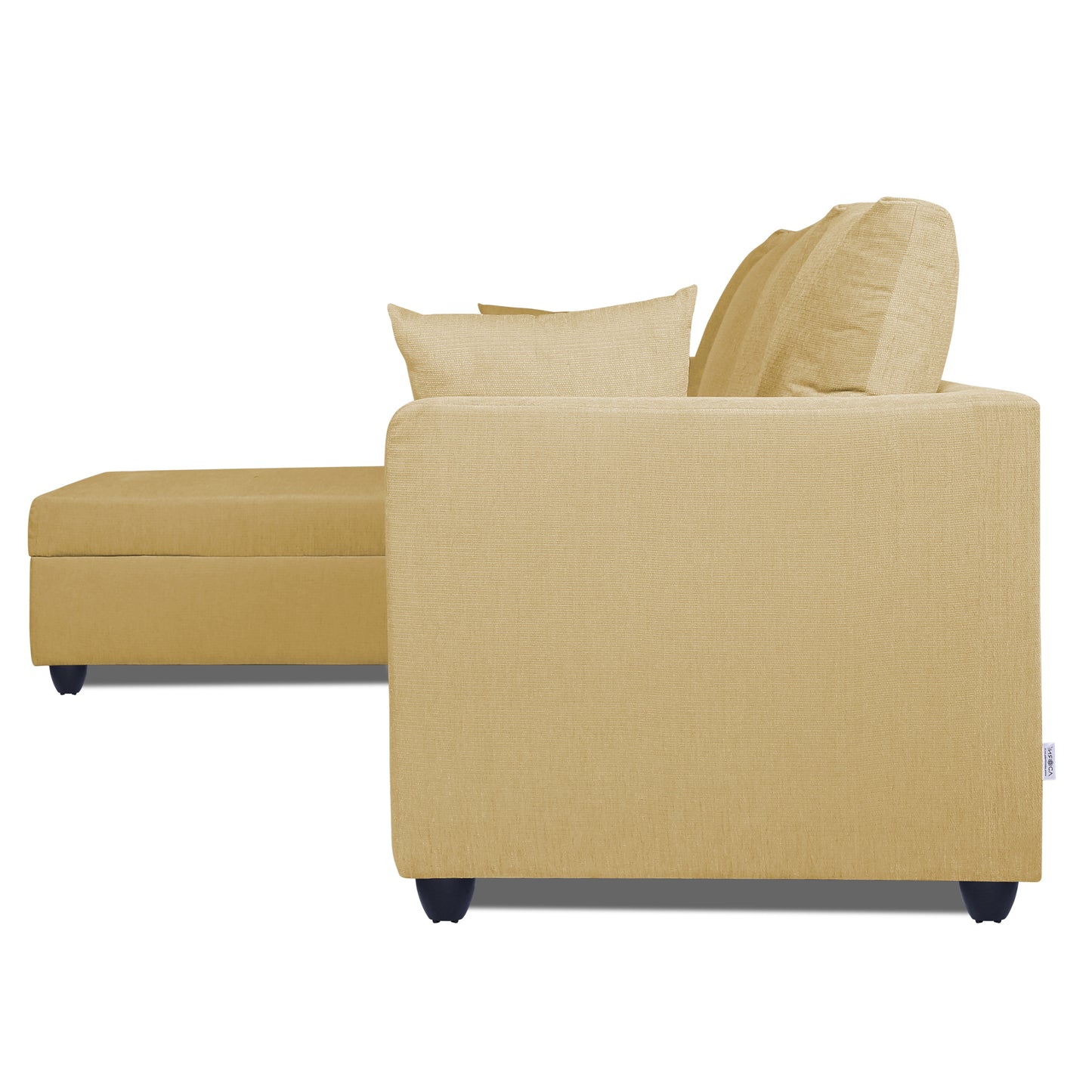 Adorn India Zink Straight line L Shape 5 Seater Sofa Plain Cushion (Left Side Handle) (Beige)