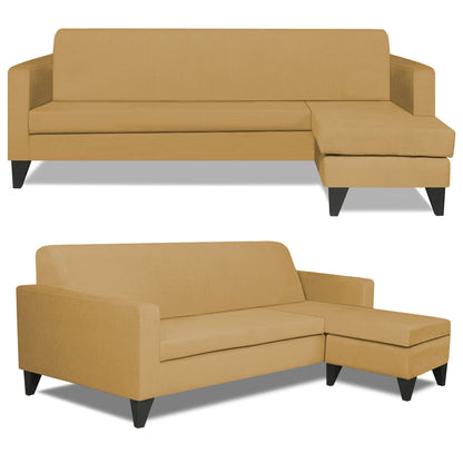 Adorn India Aladra L Shape Decent 5 Seater Sofa Set (Right Hand Side) (Beige)