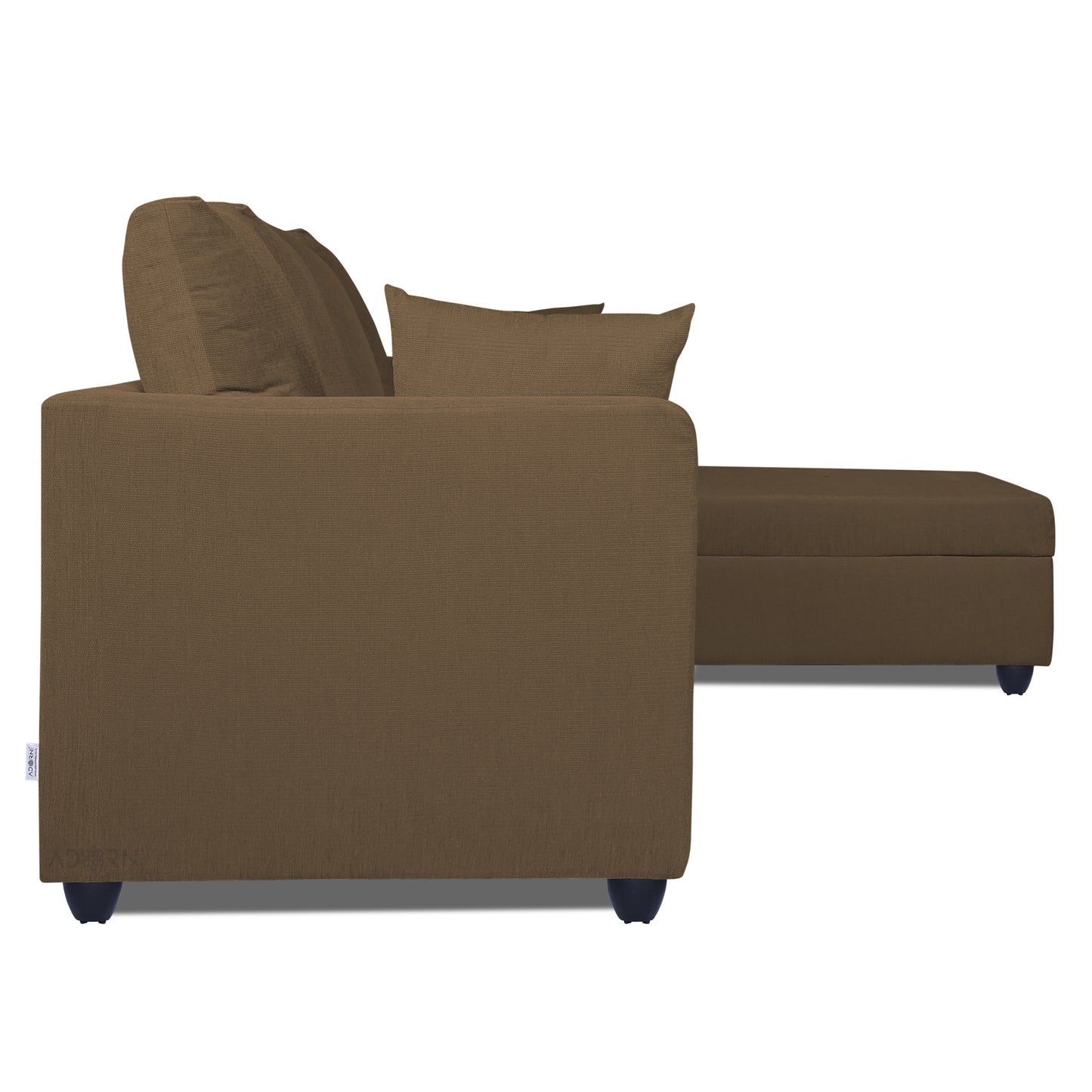 Adorn India Zink Straight line L Shape 6 Seater Sofa Plain Cushion(Camel)