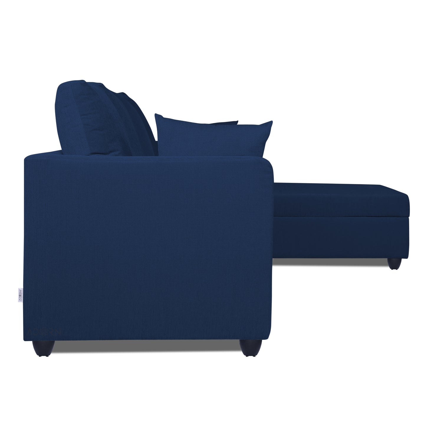 Adorn India Zink Straight line L Shape 6 Seater Sofa Plain Cushion (Blue)