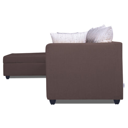 Adorn India Zink Straight line L Shape 6 Seater Sofa Wave Cushion (Left Side Handle)(Brown)