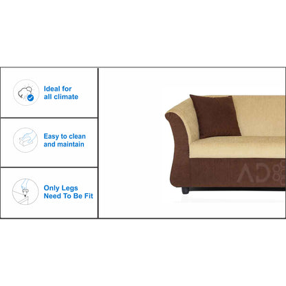 Adorn India Acura 3 Seater Sofa (Brown & Beige)