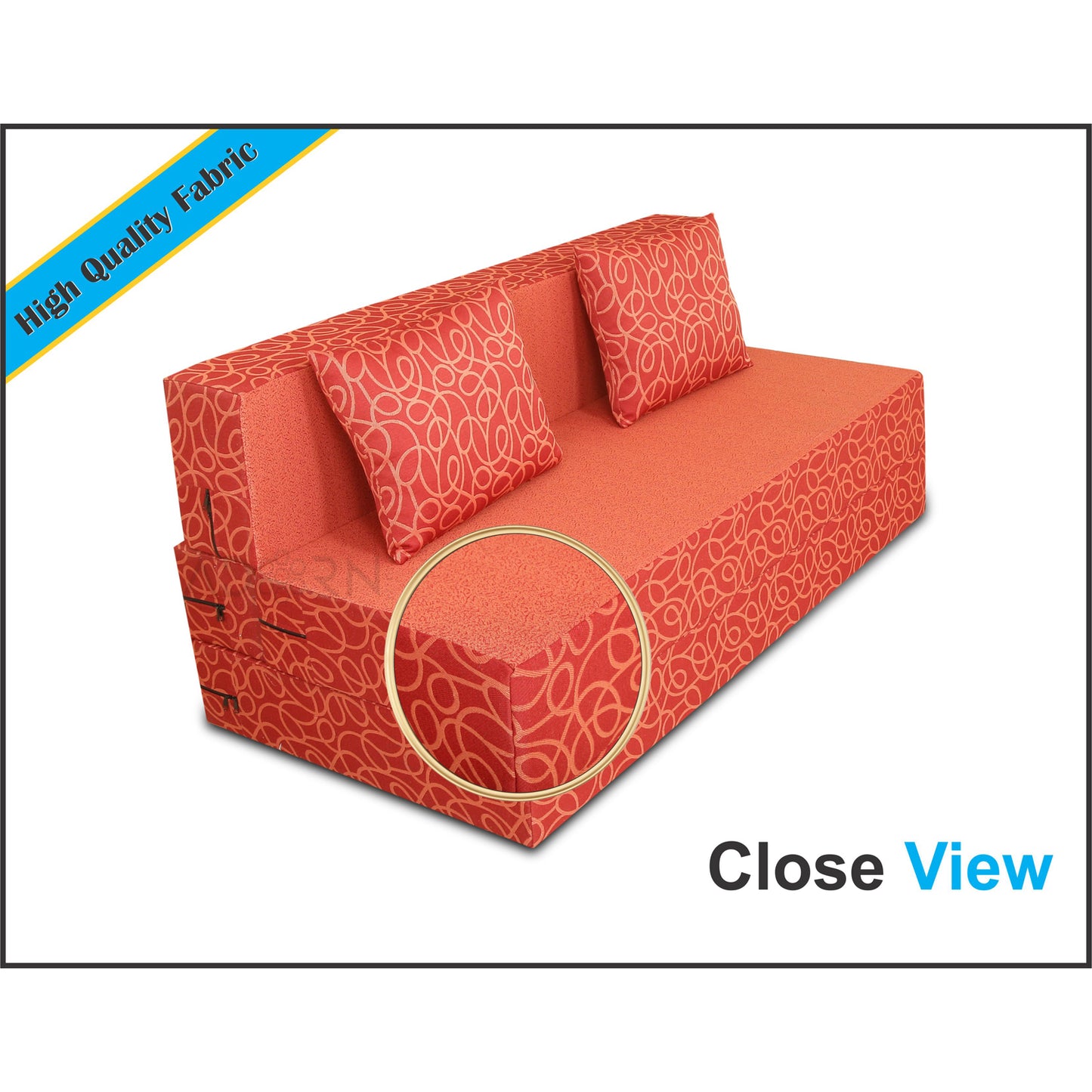 Adorn India Easy Two Seater Sofa Cum Bed Poly Cotton 4'X6' (Rust)