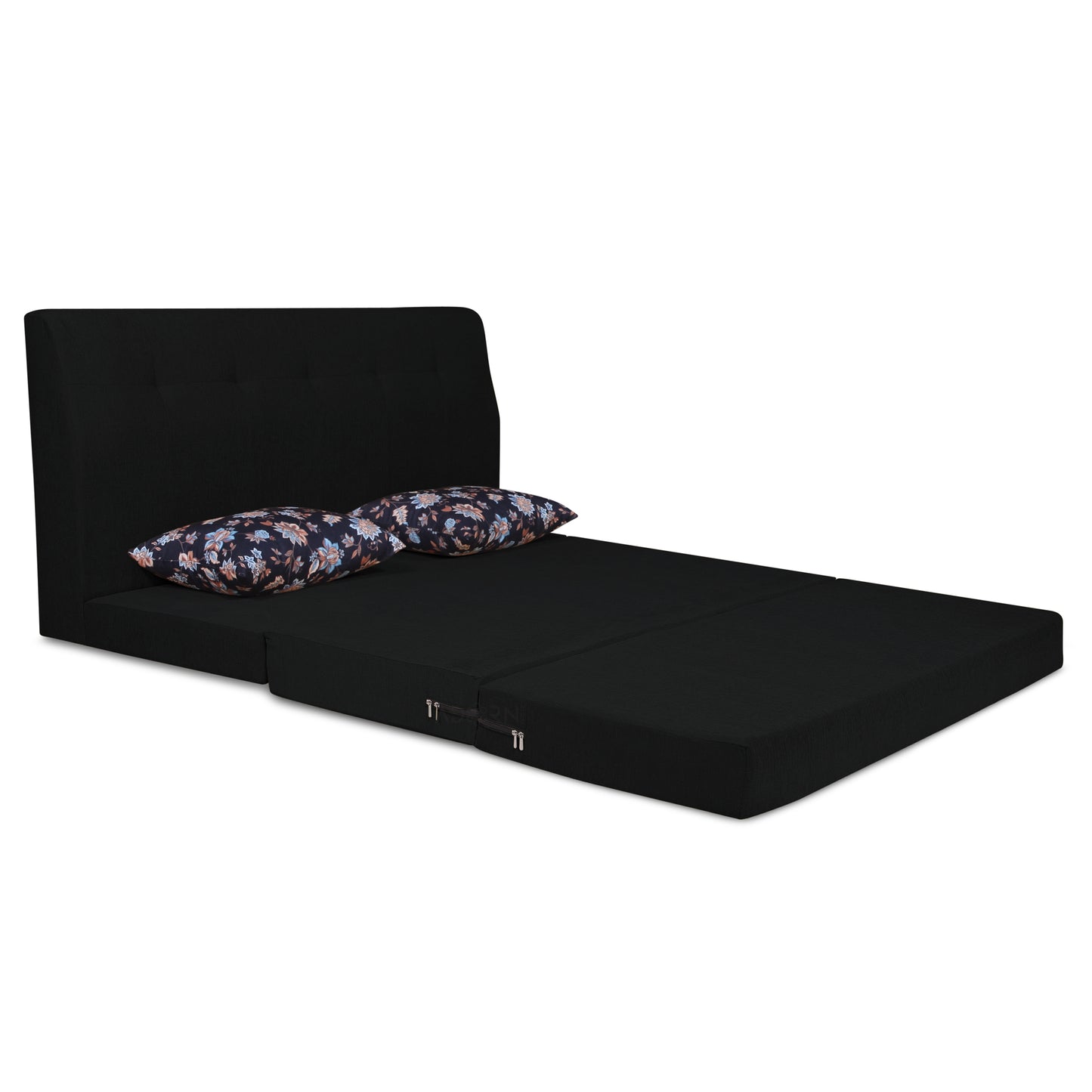 Adorn India Easy Highback Three Seater Sofa Cum Bed Floral 6' x 6' (Black) (1 Year Warranty)