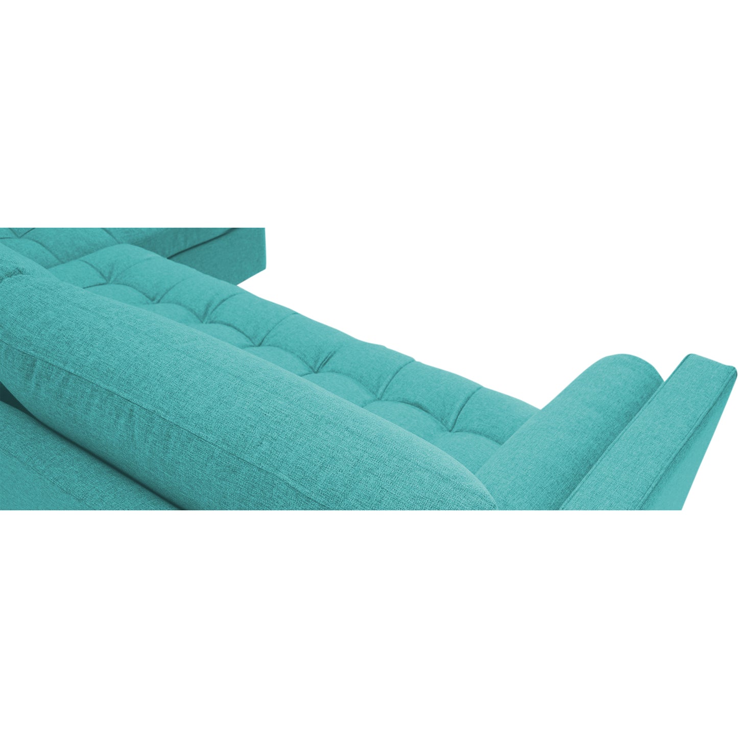 Adorn India Alexander L Shape 7 Seater Sofa Set with Ottoman Puffy RHS (Aqua Blue) (3 Year Warranty)