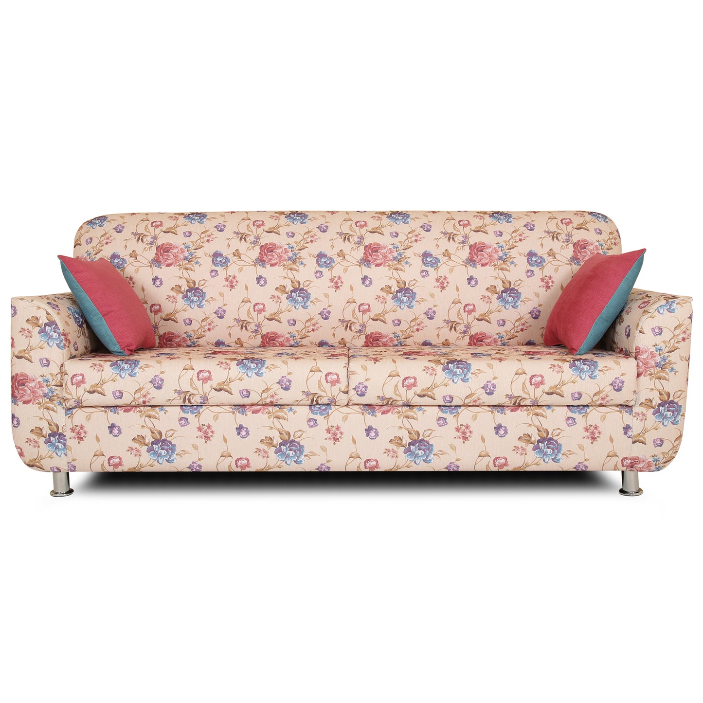 Adorn India Roselyn Digital Print 3+2 5 Seater Sofa Set (Beige)