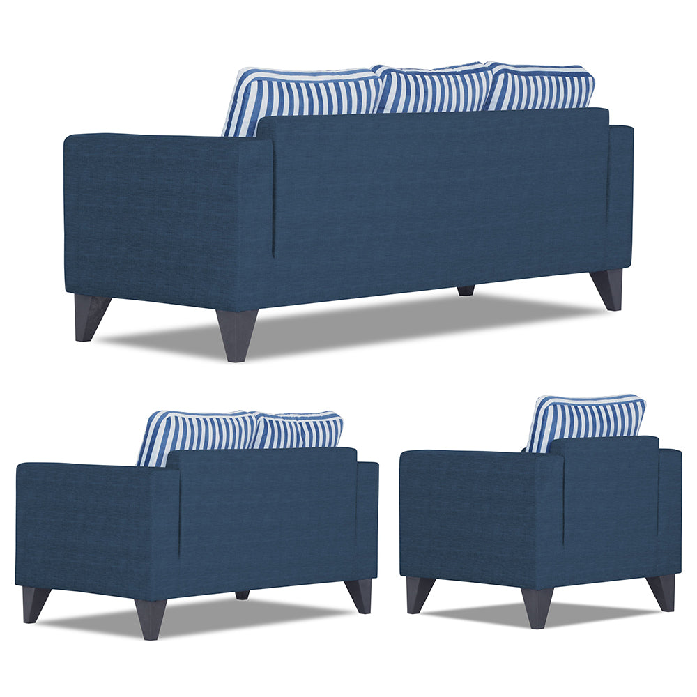 Adorn India Straight Line Plus Stripes 3+2+1 6 Seater Sofa Set (Blue) (3 Year Warranty)