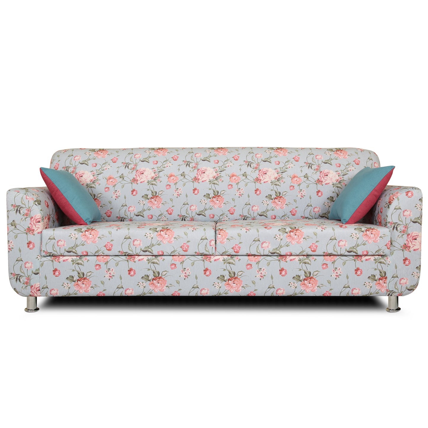 Adorn India Roselyn Digital Print 3+2 5 Seater Sofa Set (Blue)