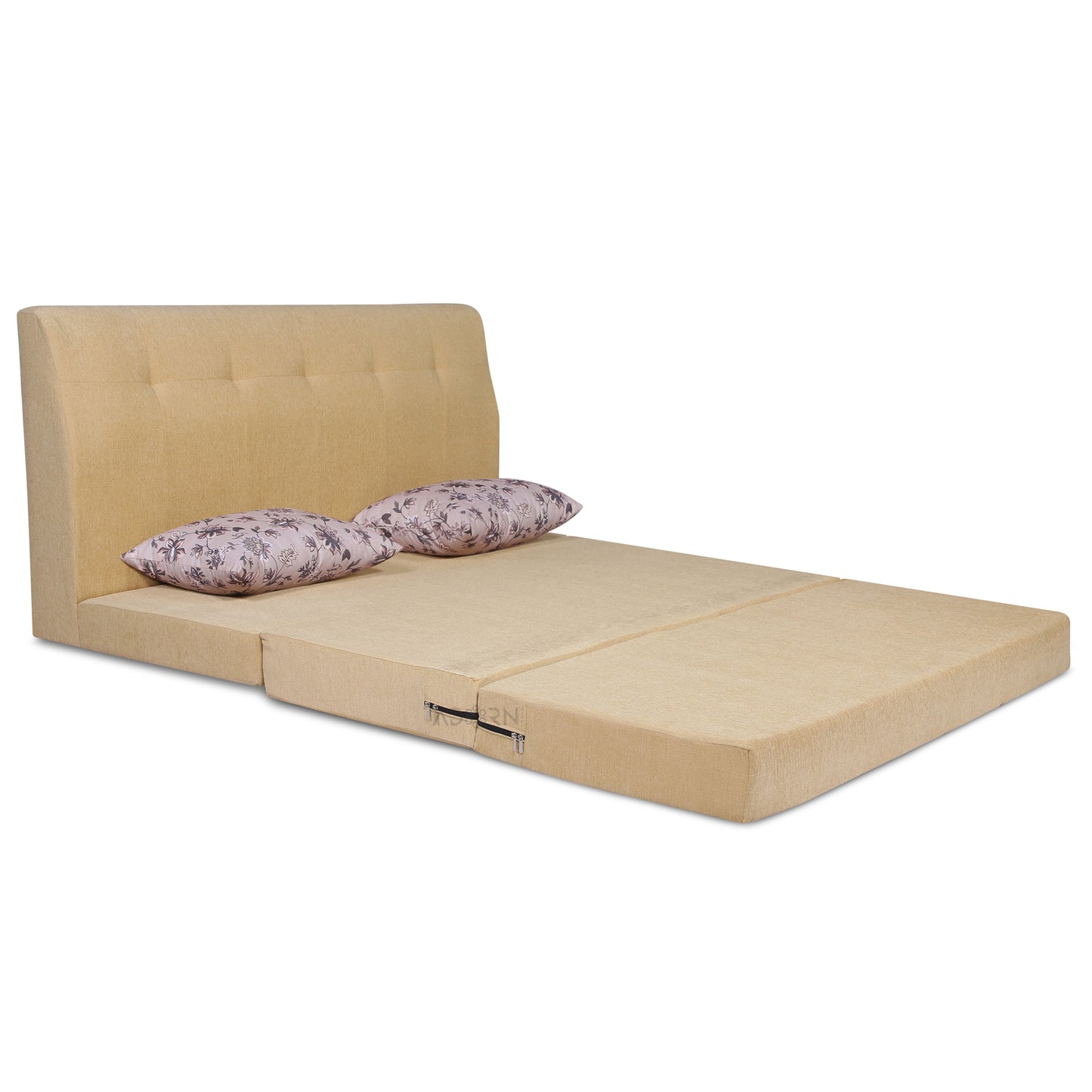 Adorn India Easy Highback Three Seater Sofa Cum Bed Floral 6' x 6' (Beige) (1 Year Warranty)