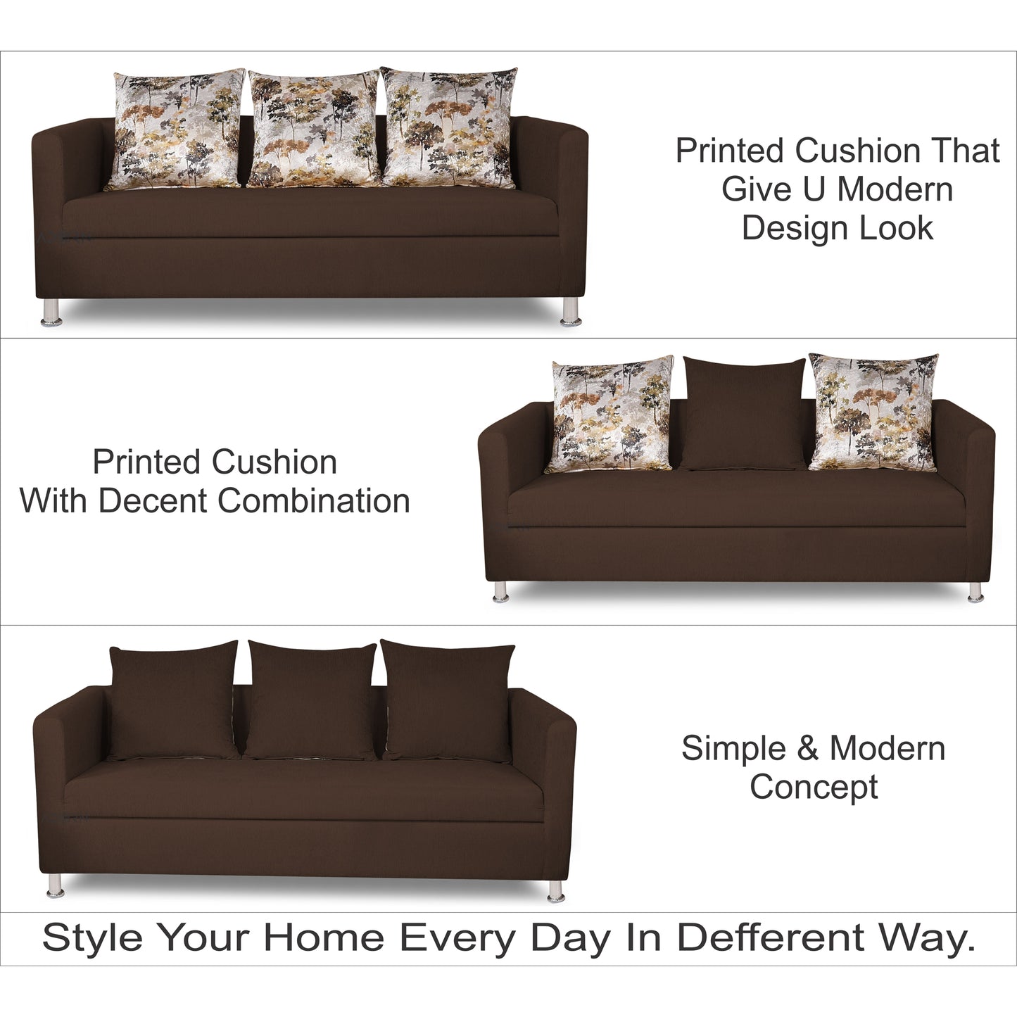 Adorn India Alita 3-1-1 Compact 5 Seater Sofa Set (Brown), Wood, Foam