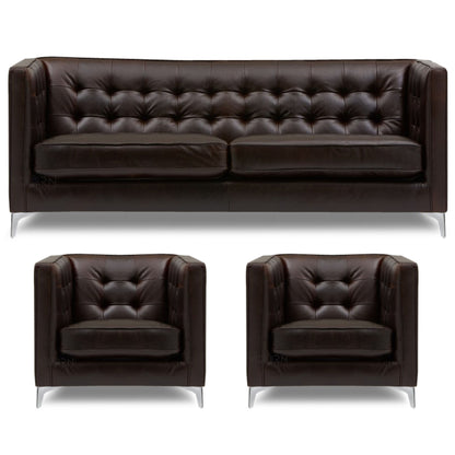 Adorn India Exclusive Cosmos Leaterette 3-1-1 Sofa Set (Brown)