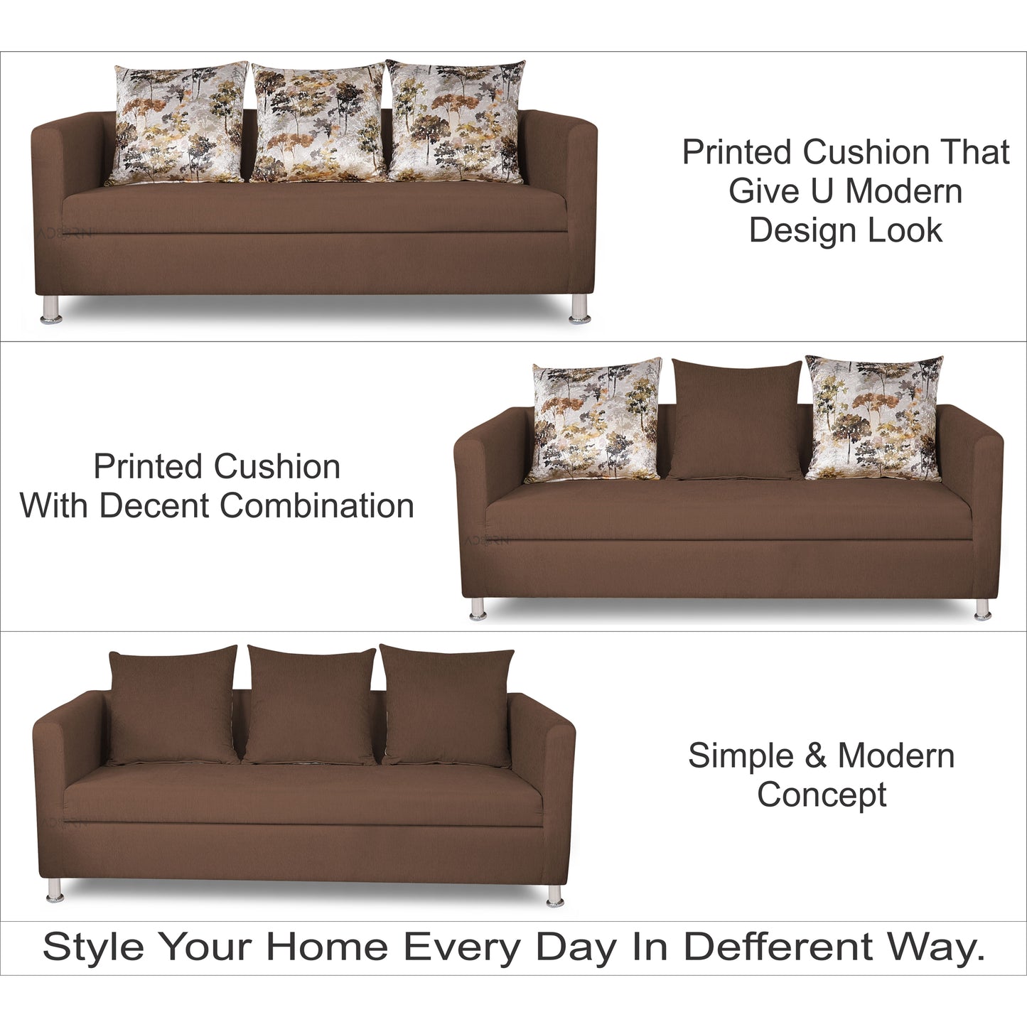 Adorn India Alita 3 Seater Compact Sofa (Camel)