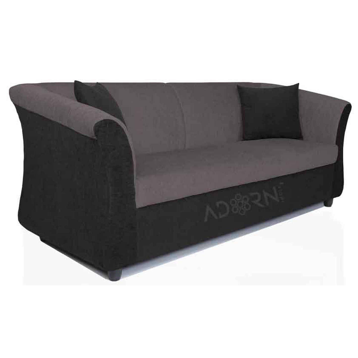 Adorn India Acura 3 Seater Sofa (Grey & Black)