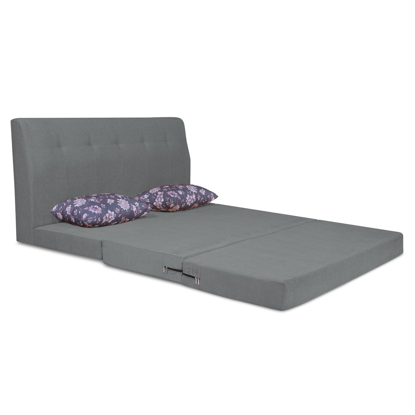 Adorn India Easy Highback Two Seater Sofa Cum Bed Floral 4' x 6' (Grey) (1 Year Warranty)