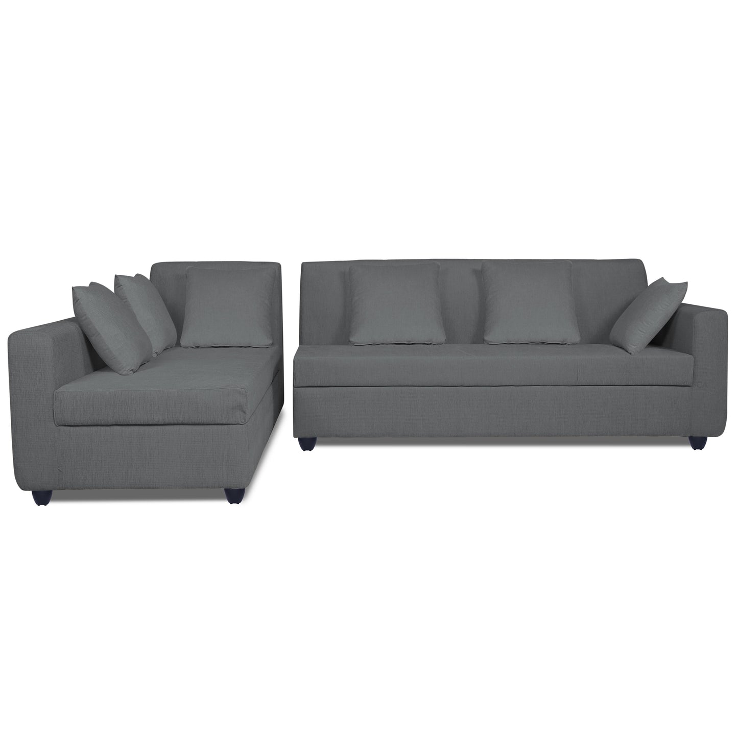 Adorn India Rio Decent L Shape 6 Seater corner Sofa Set (Left Side Handle) (Grey)