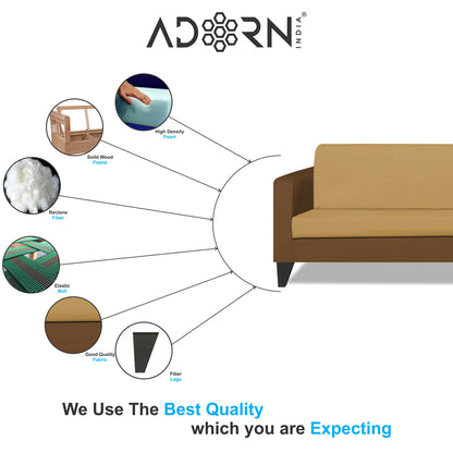 Adorn India Aladra L Shape Decent 5 Seater Sofa Set (Right Hand Side) (Brown & Beige)