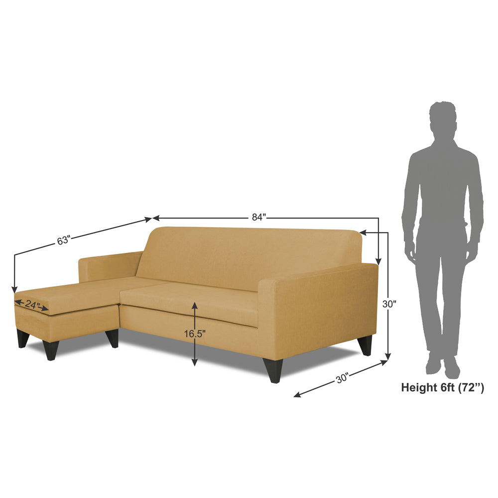 Adorn India Aladra L Shape Decent 5 Seater Sofa Set (Left Hand Side) (Beige)