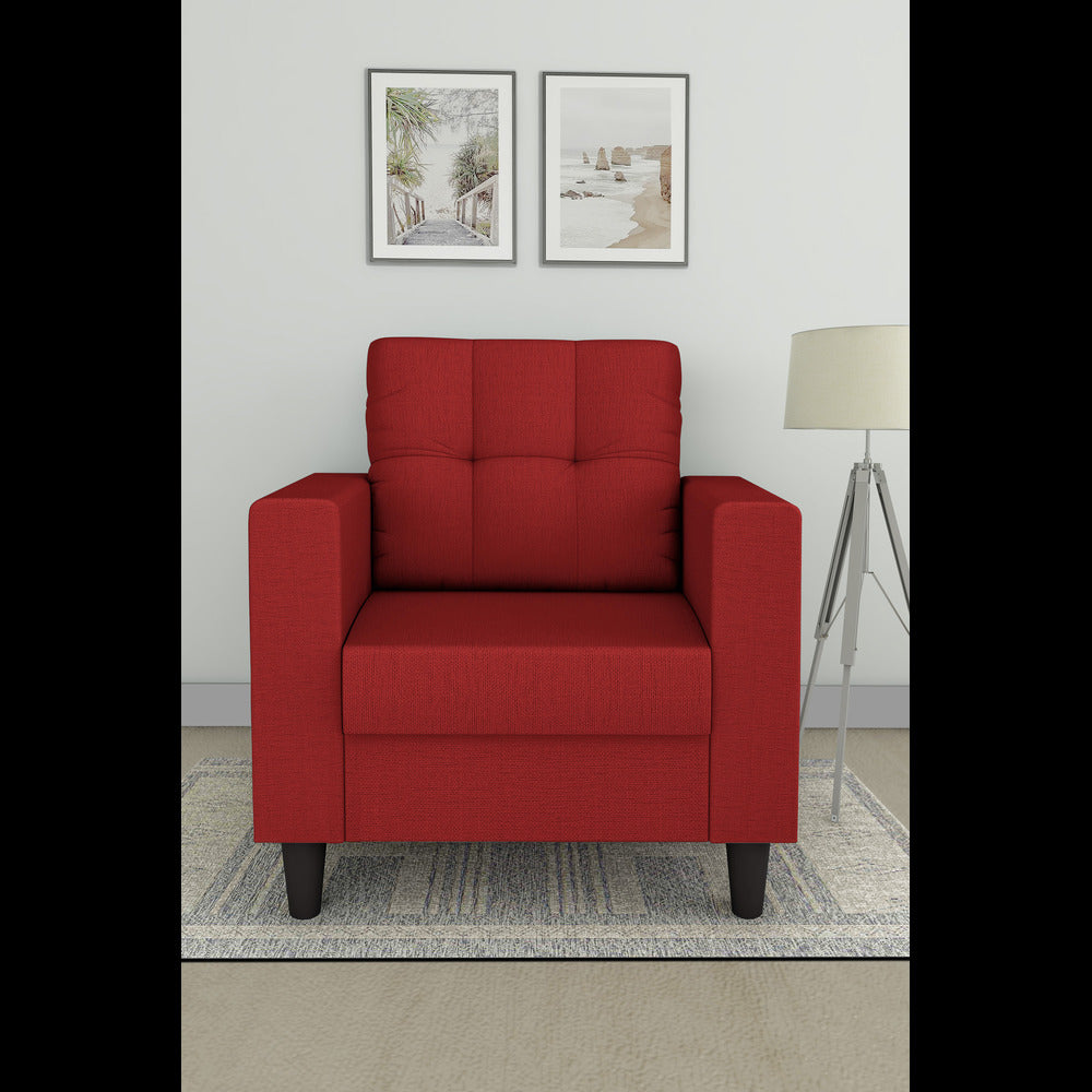Adorn India Darcy 1 Seater Sofa (Red) (3 Year Warranty)