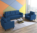Adorn India Maddox Tufted 3-1-1 5 Seater Wood Sofa Set (Blue) (3 Year Warranty)