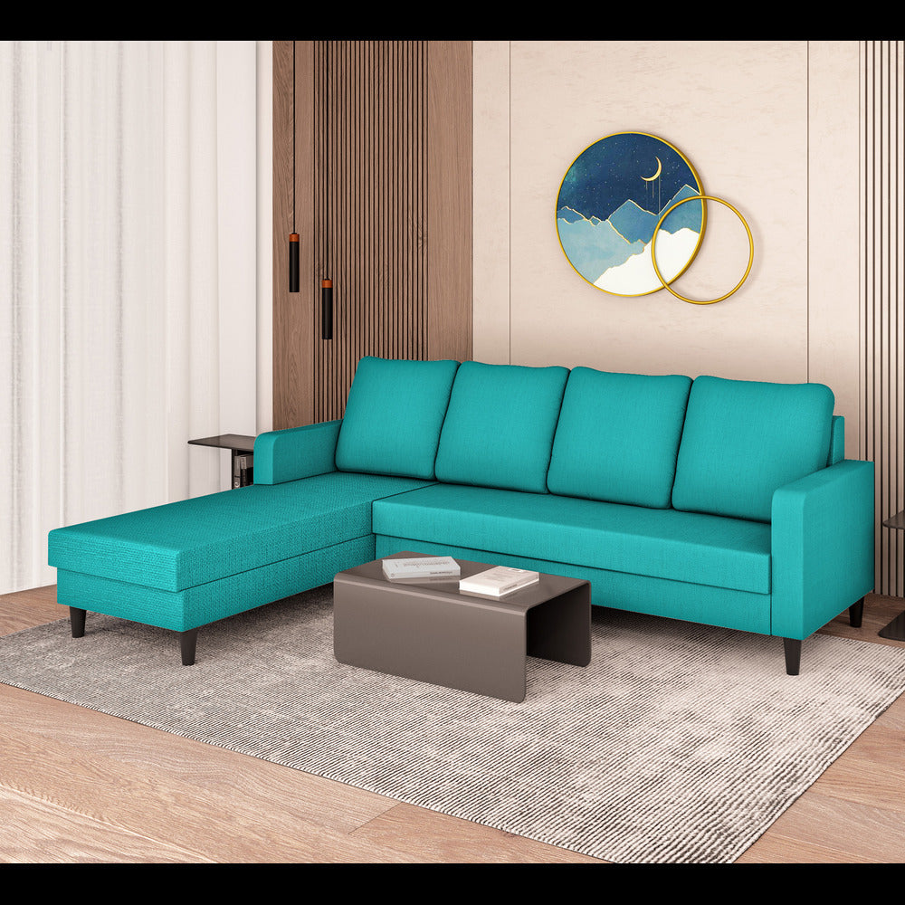 Chandler Plain L Shape 6 Seater Sofa Set Lhs (Aqua Blue)