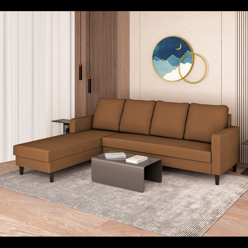 Chandler Plain L Shape 6 Seater Sofa Set Lhs (Brown)